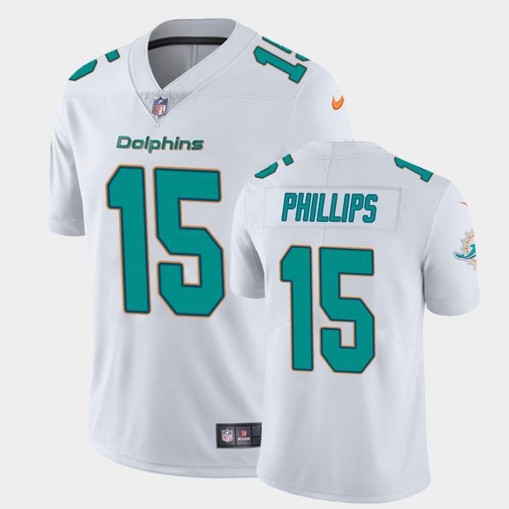 Men Miami Dolphins 15 Jaelan Phillips Nike White Vapor Limited NFL Jersey